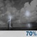 Sunday Night: Showers and thunderstorms likely. Partly cloudy, with a low around 80. Southeast wind 2 to 8 mph. Chance of precipitation is 70%. Sunday Night: Showers And Thunderstorms Likely